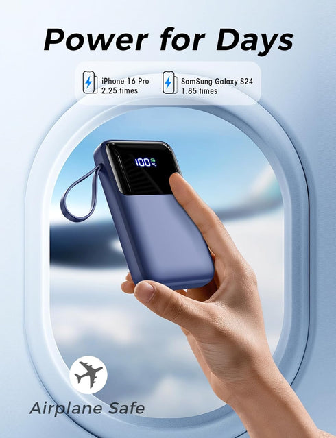 HELLEE 15000mAh 22.5W Pack 17/16/15/14/13, Power Bank, Portable Charger with Built in Cable, Fast Charging, Slim Travel