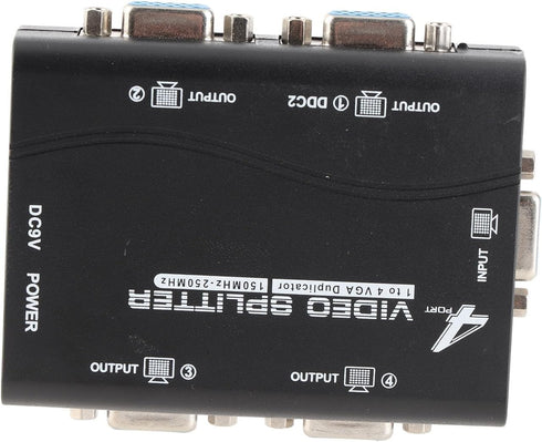 Wisoqu 4 1 4 250Mhz 1920x1440 VGA Splitter Amplifier Box, Port Powered in Out Video Distribution Duplicator, HD Video