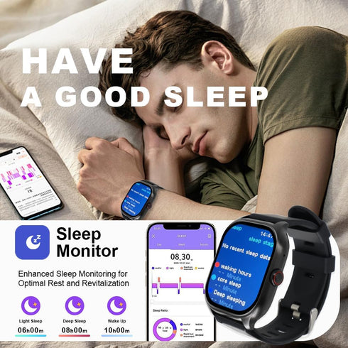 Smart Watch (Answer/Make Calls), 2024 Newest 2.01" Fitness Tracker, Heart Rate/Sleep Monitor, Waterproof Women's Men's