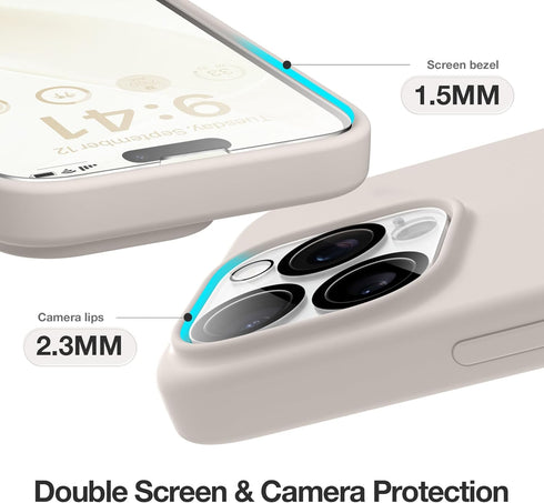 GONEZ iPhone 15 Pro Max Case - Liquid Silicone, Magsafe Compatible, 2X Camera & Screen Protectors, Soft Anti-Scratch