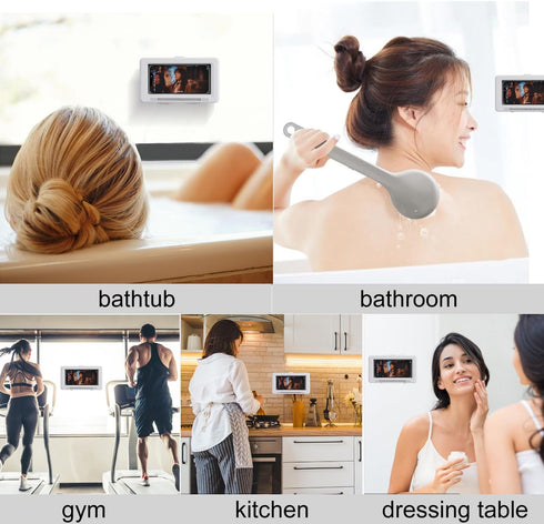 Waterproof Shower Phone Holder - Adjustable Angle, Anti-Fog High Sensitivity Cover for 4" - 7" Cell Phones