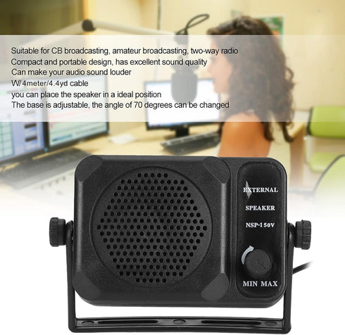 KIMISS Mini External Car Radio Speakers NSP-150V, 2-Way Radio CB HF VHF UHF Transceiver Speaker, Car Accessory