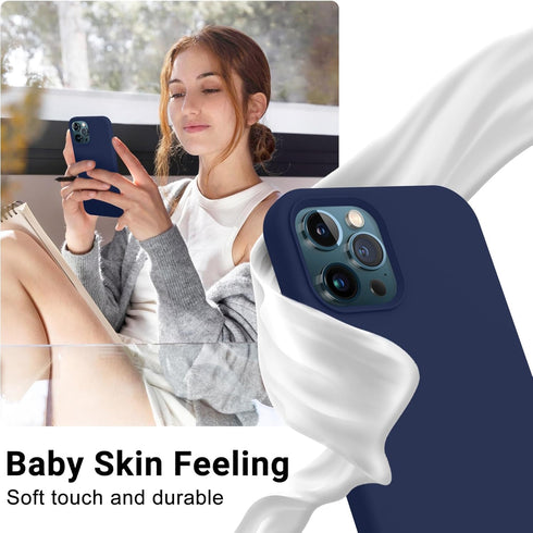 JELE Shockproof Case for iPhone 12 Pro Max - Navy Blue Liquid Silicone with Military Grade Drop Protection