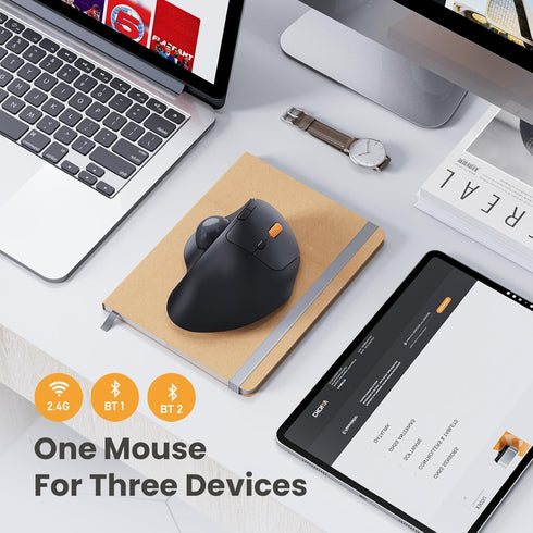 ProtoArc EM04 Wireless Trackball Mouse, Ergonomic Bluetooth Rollerball Rechargeable Mouse for PC, iPad, Mac, Windows -
