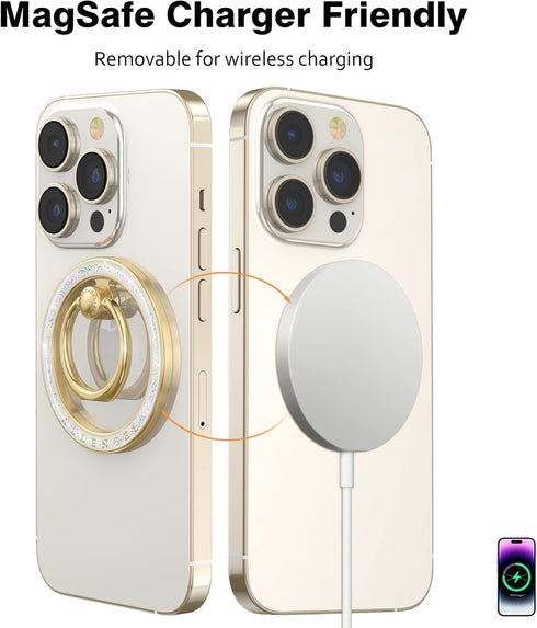 Allengel Compatible with MagSafe Phone Grip Stand, Magnetic Ring Holder with Kickstand for iPhone 15/14/13/12 Pro/Pro