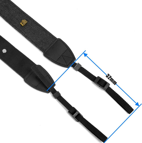 WANBY Black Canvas Camera Strap, Neck Shoulder Strap with Quick Release Buckles for DSLR SLR