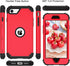 BENTOBEN for iPhone SE 2022 Case, Heavy Duty 3 in 1 Full Body Rugged Shockproof Cover for Girls Women, Red/Black