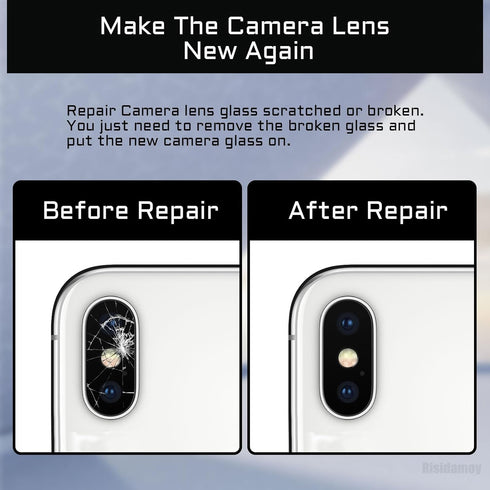 2 Sets for iPhone X OEM Back Camera Lens Glass Replacement with Dual-Sided Adhesive Repair Kit