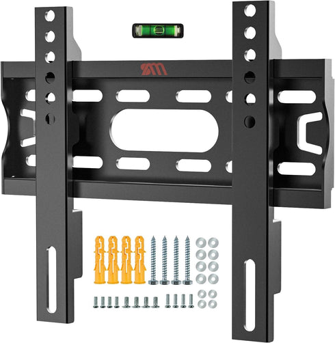 Fixed TV Wall Mount Low Profile for 17-42” Universal Small Flat TVs & Monitors, Slim Bracket Fits 8" Wood Studs Max