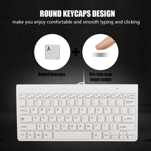 Ultra Thin USB Wired Keyboard, Mini Portable Plug and Play Keyboard with Optical Mouse Set for PC Laptop