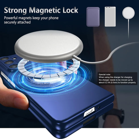 Magnetic Galaxy Z Fold 5 5G Case - Lightweight, Slim Fit Drop Protection, Shockproof Cover, Blue