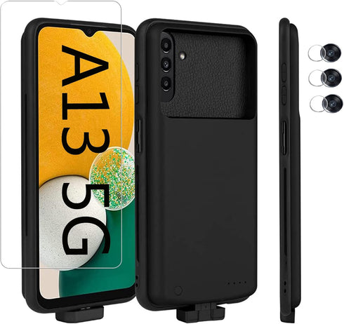 Battery Case for Samsung Galaxy A13 5G, Slim Portable Protective Extended Battery Charging Case with Screen Protector