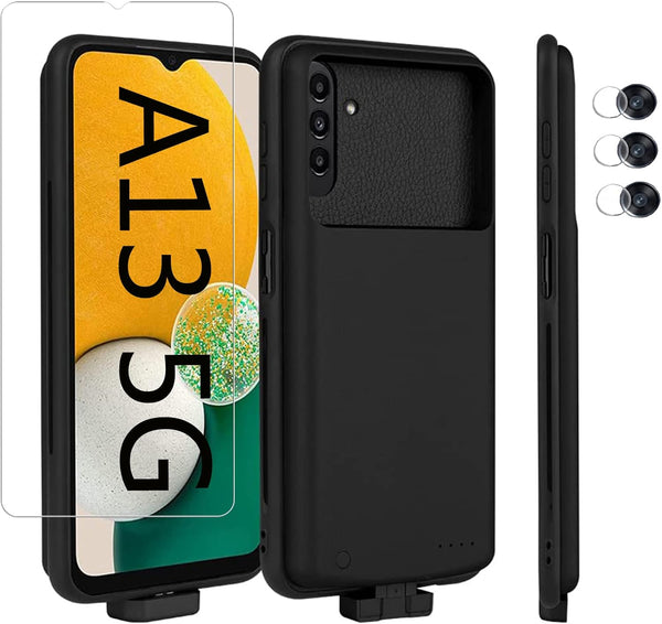 Battery Case for Samsung Galaxy A13 5G, Slim Portable Protective Extended Battery Charging Case with Screen Protector
