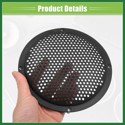 Motoforti Universal 6" Round Car Speaker Grills Cover Mesh Protector Case with Mounting Screws, ABS Black - Pack of 4