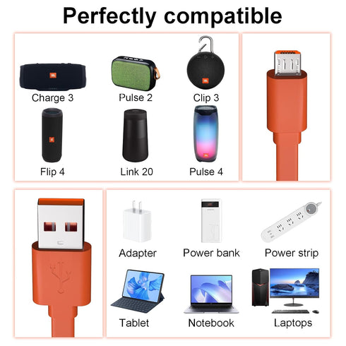 Micro USB Cable for JBL Speaker, Compatible with Charge 3, Charge 2, Flip 4, Pulse 2, and More, 3.3ft