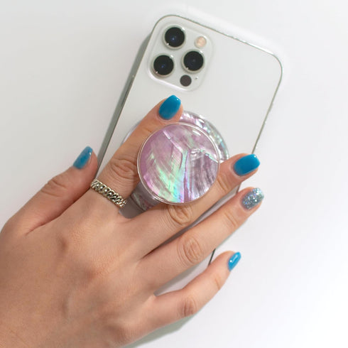 OnTheGrip Cute Natural Seashell Design Round Shape Collapsible Mobile Phone Grip Stand Holder for Smartphone Tablet