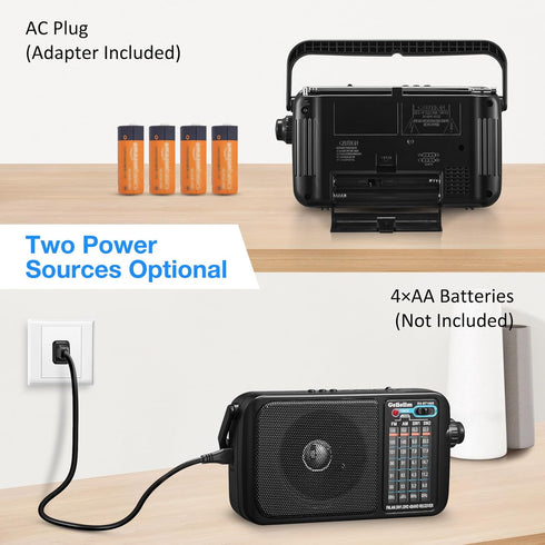 Gelielim Radio Portable AM FM with Bluetooth - Loud Speaker, Plug in Wall or Battery Powered, Great Gifts for Seniors