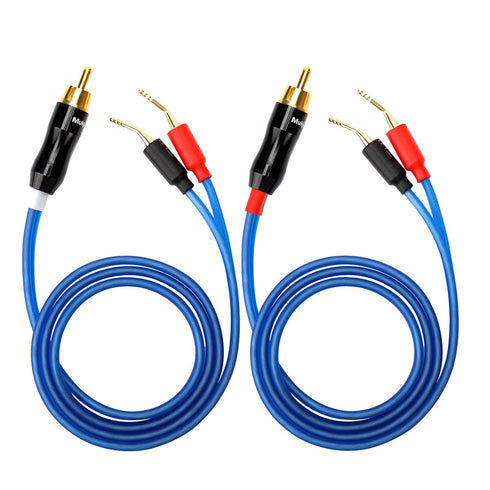 KK Cable V1-W2 18 GAUGE OFC Speaker Wire Pair with RCA Male (White & Red) to 2 Pair Pin (4Pin) Plugs, V1-W2 (3M(9.8ft))