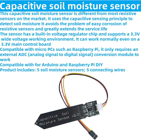 MTDELE 10Pcs 3.3V Capacitive Soil Moisture Sensor Module Compatible with for Arduino Raspberry Pi DIY
