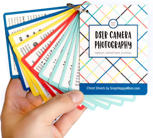 Snap Happy Mom Settings, DSLR Cheat Sheet Cards for Canon, Nikon and Sony Cameras - Plastic Quick Reference Photography