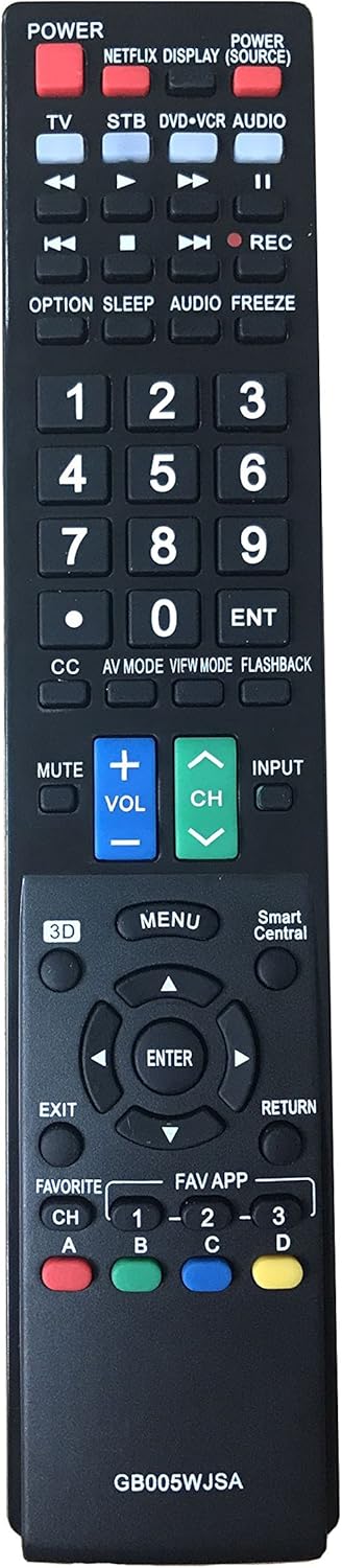 GB005WJSA-1371 Universal Remote Control for Sharp TV Models, LC-43LE653U, LC-43UB30U, LC55LE653U, and more