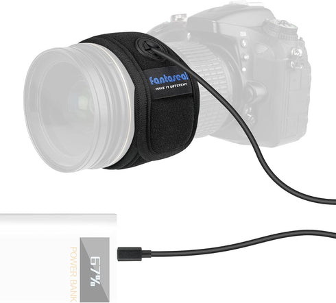 USB Fast-Warm 2in1 XL Spliceable Telescopes DSLR Camera Dew Heater, Active Lens Warmer Strap for Canon Nikon Sony.