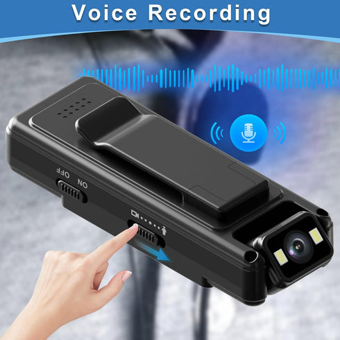 icamdoor 1.3in 1200mAh 1080P 180 to128GB Screen Body Camera, Sport Worn Camcorder, Portable Cam, Mini Wearable Camera