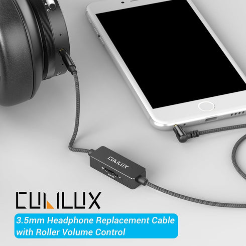 Cubilux 3.5mm to 3.5mm Headphone Cable, Replacement Headphone Cord Compatible with Sony WH-1000XM5/XM4/XM3, WH-CH720N/CH710N, Marshall Major 4/3/2, Monitor 2 ANC, 4 FT - Seamless Volume Control
