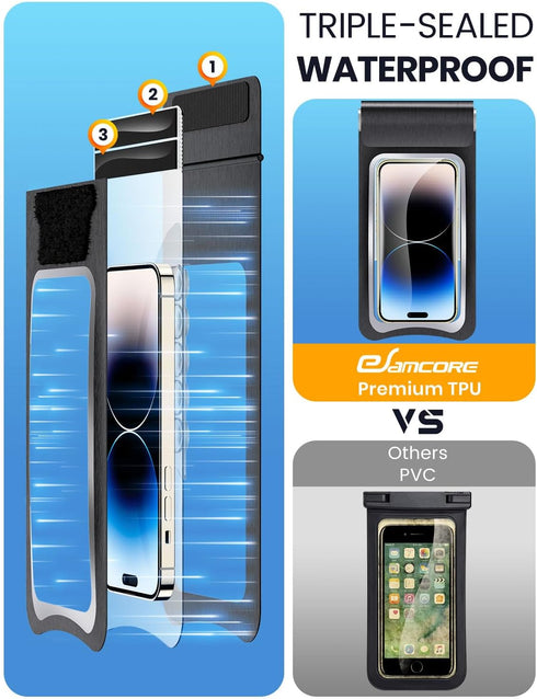 eSamcore Waterproof Phone Pouch Floating, 2-Pcs IPX8 Water Proof Phone Case for iPhone 14/13/12 Pro Max and Galaxy S22