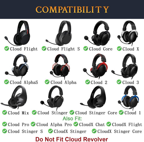 SOULWIT Replacement Earpads for HyperX Cloud 1/2/Pro/Core/Alpha/Alpha S/Flight/Stinger/Mix/CloudX/CloudX Chat, Ear Pads Cushions with Durable Mesh Fabric, Noise Isolation Foam - MF Black