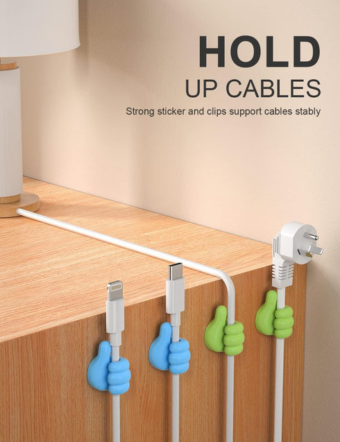 12Pcs Cable Clips, Fun Cord Holders for Desk Wall, USB Charger Cable Management, Key Hanger