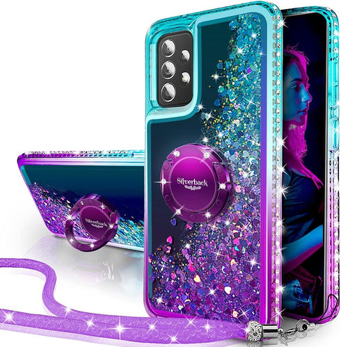 Silverback Bling Holographic Sparkle Case for Galaxy A52 5G / A52s 5G, Diamond Ring Protective Cover, Purple