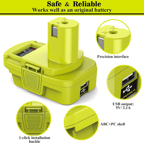 LONG FIT Replace for Dewalt to Ryobi 18V Battery, M18 to Ryobi 18V Battery, Convert Dewalt 20V or Milwaukee 18V Battery