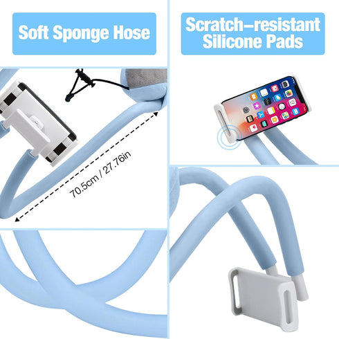 MoKo Neck Phone Holder, Lazy Gooseneck Pillow Bracket, 360° Rotate Stand for 4"-11" Devices