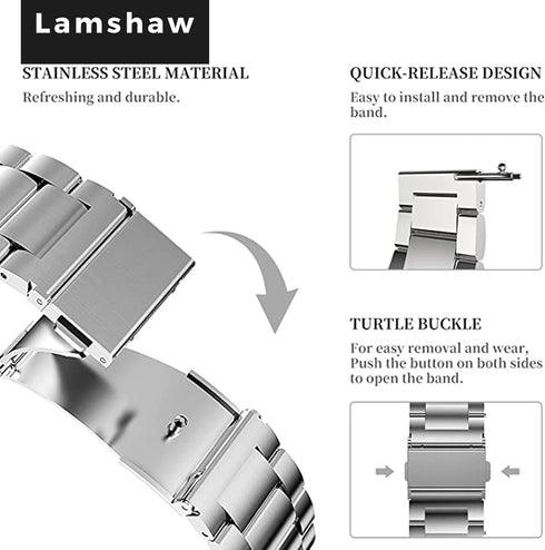 Mindrose Compatible Smart Watch Bands, 18mm Stainless Steel Metal Replacement Strap for H80 & Y70 Watches