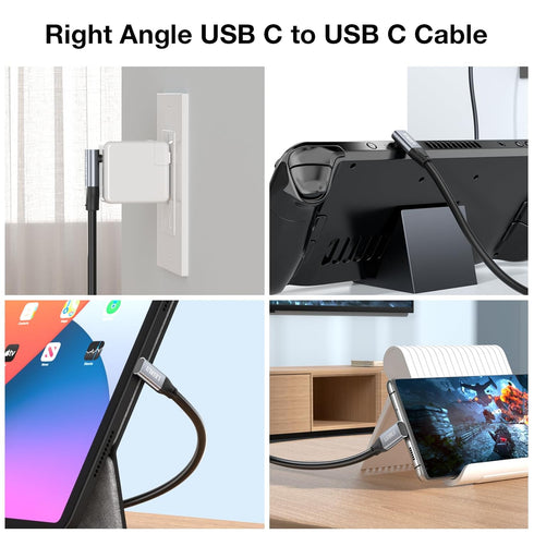 USB C to USB C Cable 90 Degree, 20Gbps Data Transfer 100W Fast Charging Right Angle Cable Compatible with Samsung S23