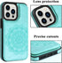 MMHUO Flower Magnetic Back Flip Case for iPhone 15 Pro, Mint, with Card Holder & Wallet Design