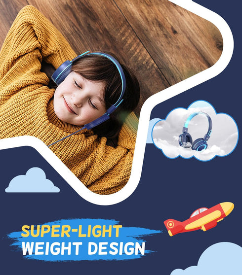 Kids Headphones, Upgrade USB Type C Kids Headphones for School, 94dB Volume Limit Wired On-Ear Headset for