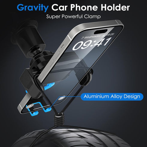 Phone Mount Holder for Car Vent, 2023 Upgraded Aluminum Gravity Car Phone Holder Mount for iPhone 15 Pro Max 14 13