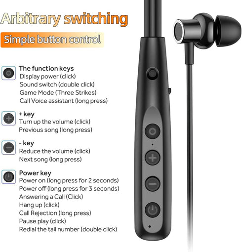 6.0 100 PlaytimeIPX7 Kinobo Neckband Bluetooth Headphones, Bluetooth Hours Sports Waterproof Earbuds with Microphone