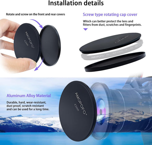 43mm Metal Lens Cap, Compatible with All 43mm Camera Thread Lenses and Accessories, CNC Machined