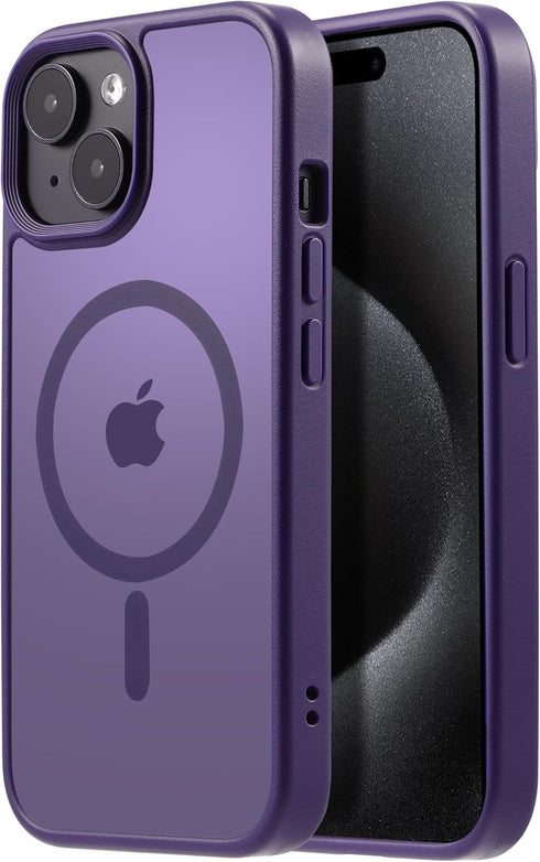 Tigowos iPhone 15 Plus & 14 Plus Case, Deep Purple, Magnetic, MIL-Grade Drop Tested, Matte Back Cover