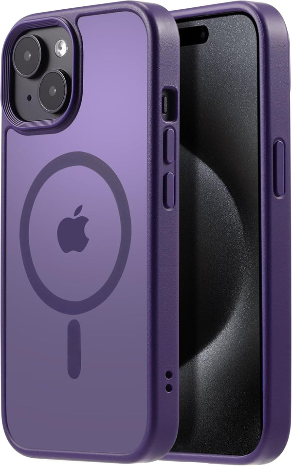 Tigowos iPhone 15 Plus & 14 Plus Case, Deep Purple, Magnetic, MIL-Grade Drop Tested, Matte Back Cover