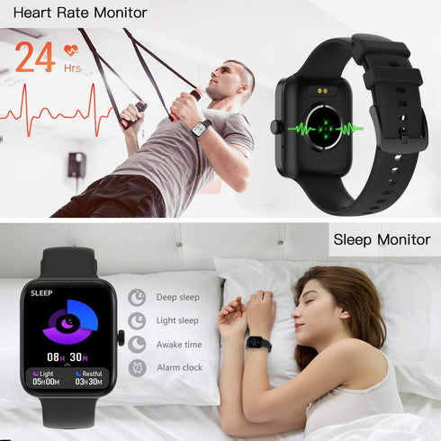 Smart Watch for Women & Men, IP68 Waterproof with Blood Oxygen, Heart Rate & Sleep Monitor for Android/iOS