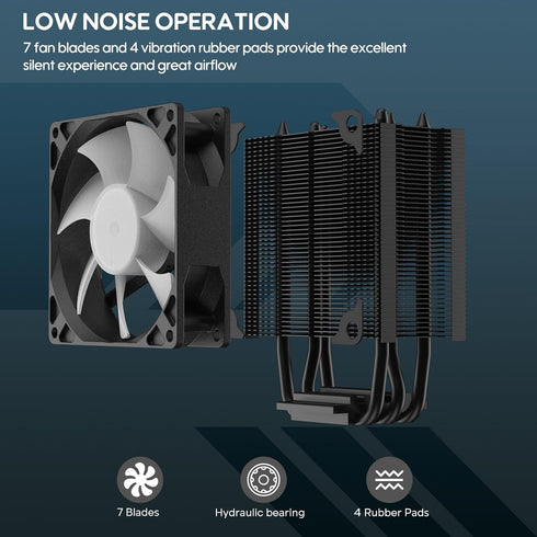 V3 133mm 92mm AM4/AM5 LGA1851/1700/1200/115X Vetroo CPU Air Cooler w/ARGB Lighting and PWM Smart Control - Compact