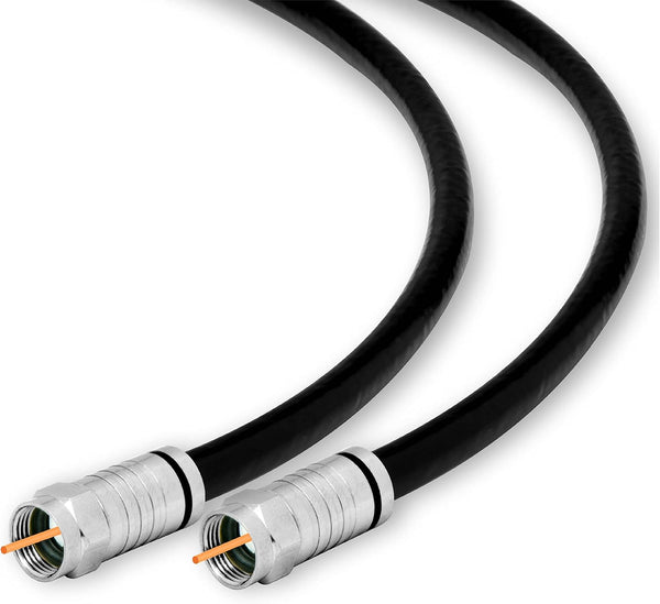 Conext Link RG6 Quad Shield Coaxial Cable, 18 AWG, 3GHz, 75 Ohm, F Connector, Black (3FT) 33001