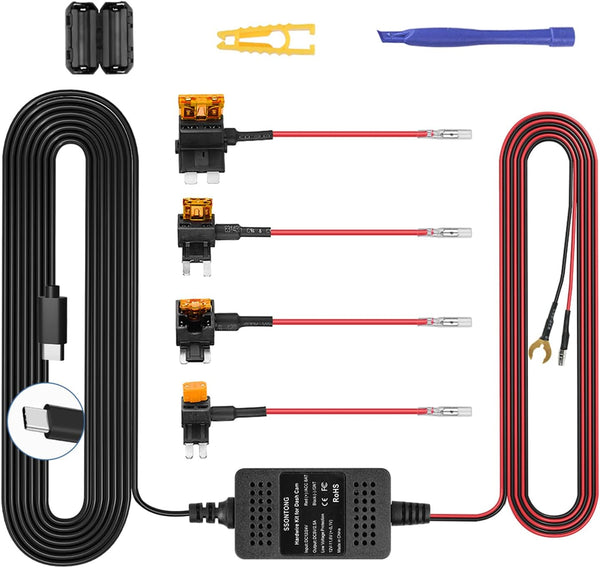 ssontong Upgraded Dash Cam Hardwire Kit, Type-C USB Hard Wire Kit 12V-24V to