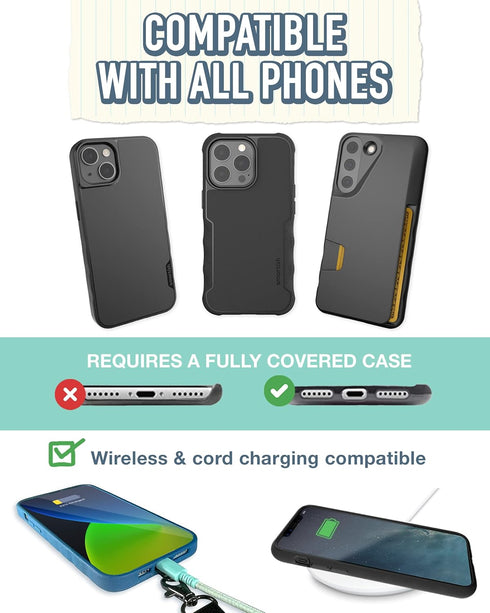 Smartish Phone Wristlet - Case Clinger, Universal iPhone Holder with Detachable Wrist Strap Loop - Black Vegan Leather