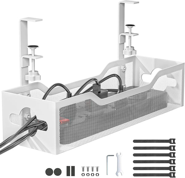 Litwaro Under Desk Cable Management Tray, No Drill Cable Organizer with Clamp for Desk Cord Management, Office, Home