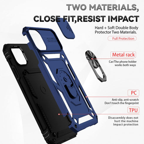 iPhone 11 Case, Navy Blue, Dual Layer, 15 FT Military Grade Drop Protection, Camera Lens Cover, HD Screen Protector,